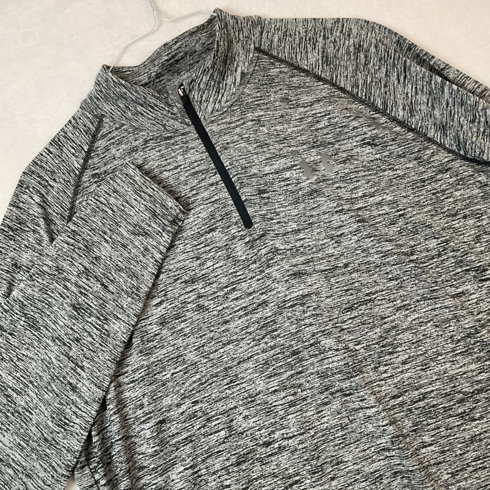 Under Armour Mens XL HeatGear Tech 1/4 Zip Pullover Gray Space Dye